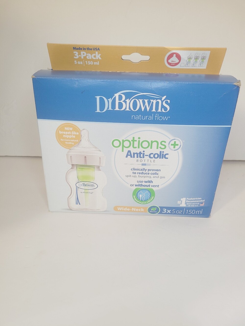 Dr. Brown's Natural Flow Options+ Anti-Colic Bottles 3 Pack Wide Neck 5 Oz